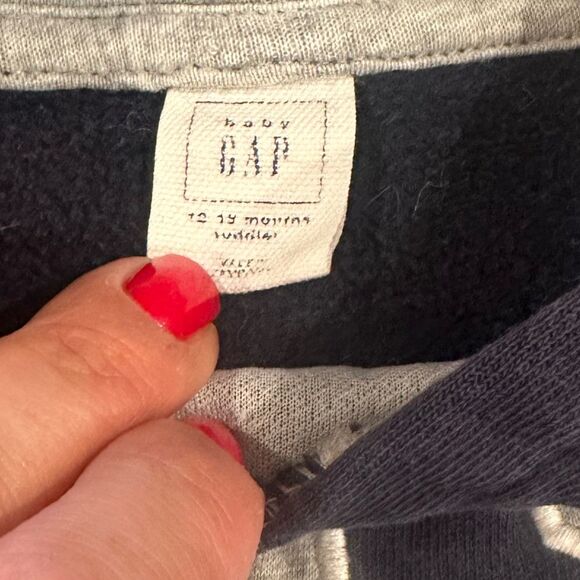 Gap Navy Blue & Grey Hoodie Sweater size 12-18 months - Picture 3 of 5